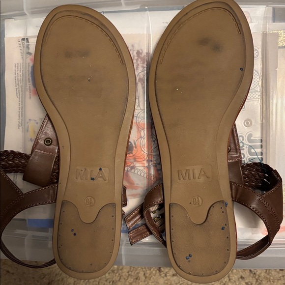 MIA Brown Leather Sandals with Braided Straps - Picture 3 of 4